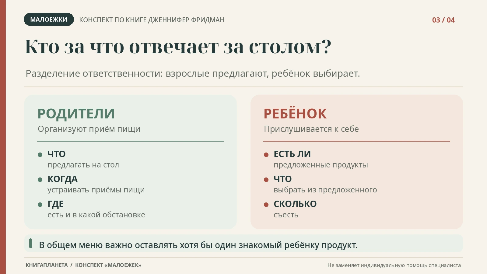 Разделение ответственности за питание: что решают родители и что выбирает ребёнок